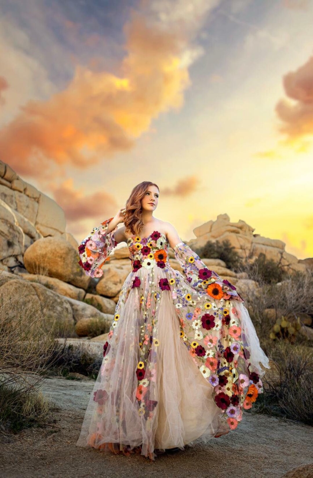 Floral Long Gown Etsy