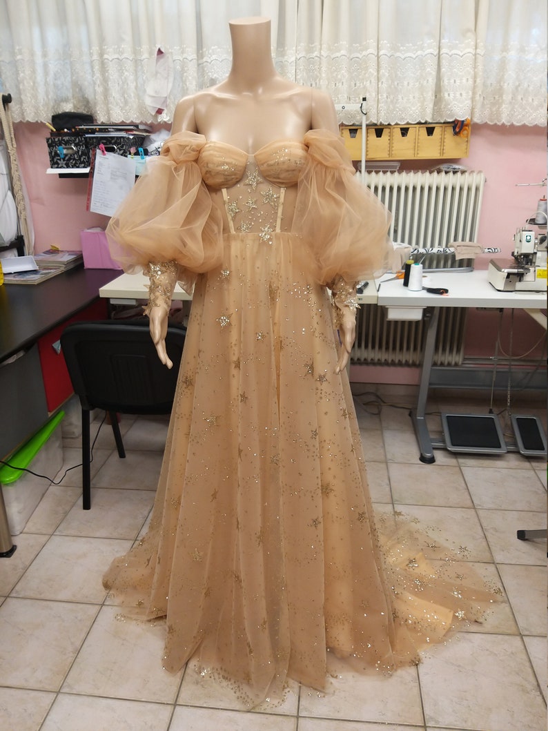 Star Wedding Dress Gold Star Dress Celestial Gown image 4