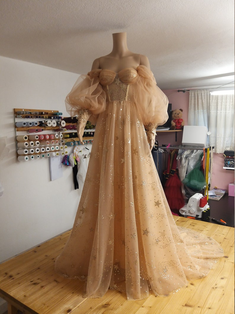 Star Wedding Dress Gold Star Dress Celestial Gown image 3