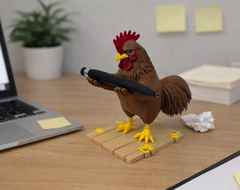 Wilson Rooster Pen Holder – 3D Printed Chicken Desk Decor, Viral Animal Stand