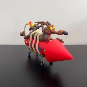 Looney Tunes Wile E. Coyote 3D Gedruckt Figur - ACME Rocket Fahrt - Sammler Statue