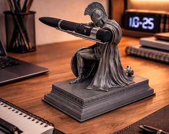 Spartan Warrior Pen Holder – Ancient Greek Desk Organizer for History Lovers, Unique Desk Accessory