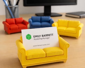 Miniature Couch Business Card Holder – Unique Desk Organizer