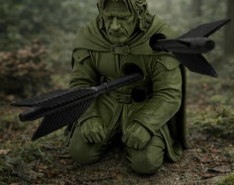 Boromir-pennenhouder – Legendarische Fallen Warrior-bureauopberger – Pijlpennenhouder – Fantasy Knight-bureaudecor – Uniek kantooraccessoire