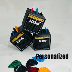 Personalized Mini Guitar Amp Pick Holder - Custom Gift for Guitarists & Music Lovers