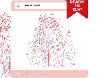 HALF BODY - Personalized Custom Portrait – Hand-Drawn Illustration from Photo – Unique Gift for Loved Ones – Digital Custom Portrait