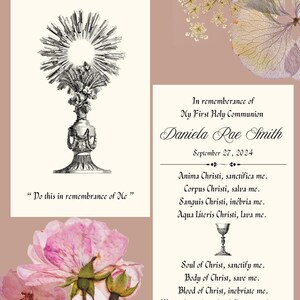 Cartes de prière de première communion d'Ostensoir personnalisables - Lien canva modifiable