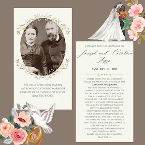 INDIVIDUALISIERBARE Ehe-Gebetskarten Sts. Louis und Zelie Martin - Bearbeitbare Canva Vorlage