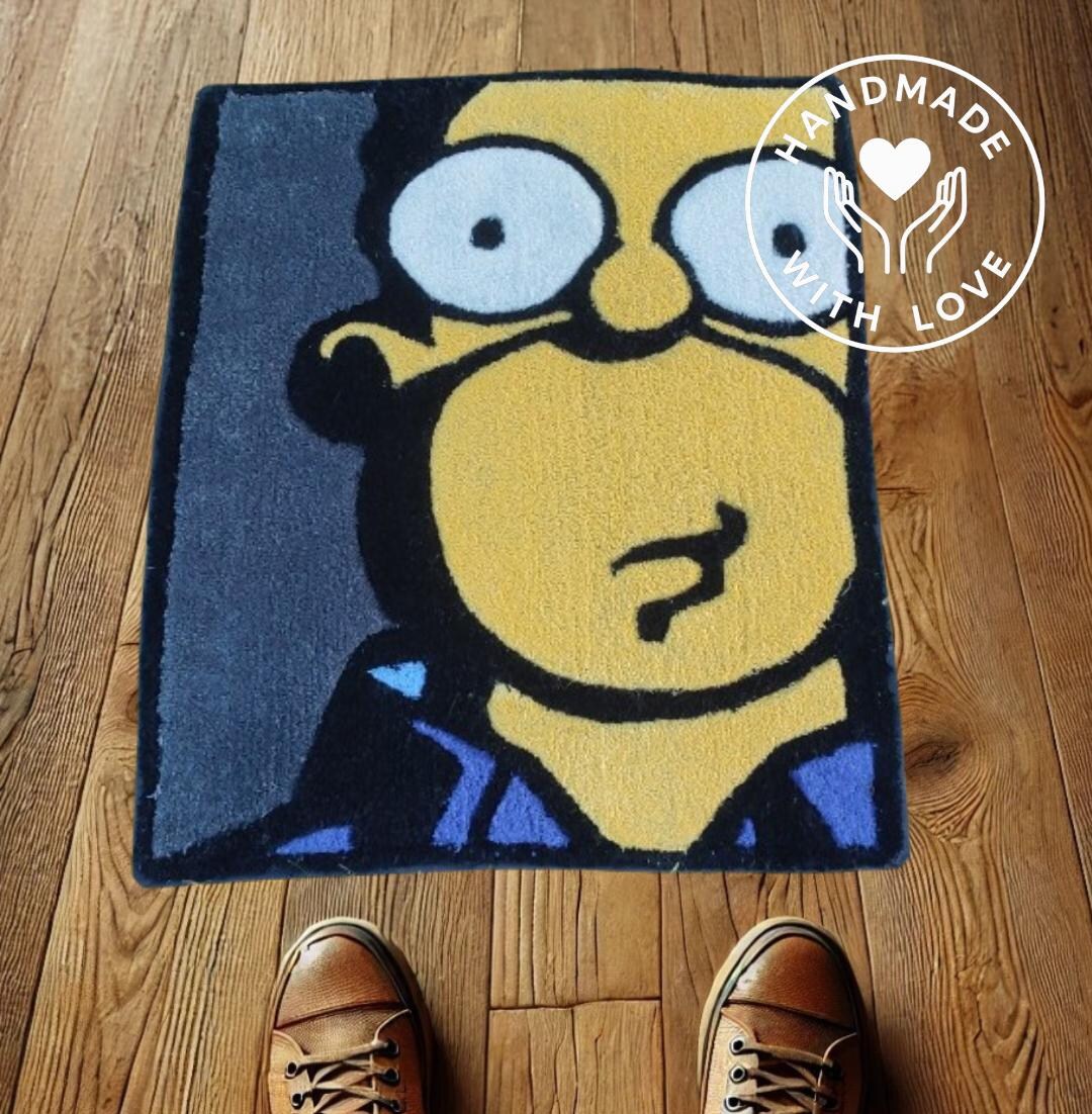 Homer Simpson Wool Rug | 100% Wool Tufted Rug | 71 X 82 Cm (2.33 X 2.69 ...