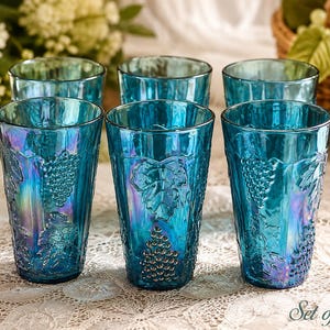 Blue Carnival Glass Indiana - Etsy