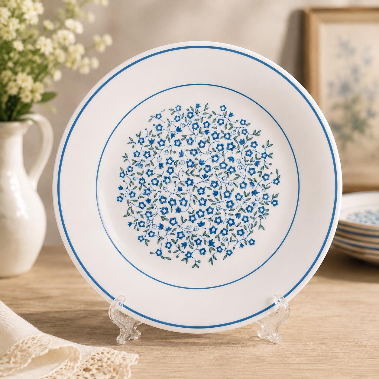 Vintage Blue Flower Plates - Etsy