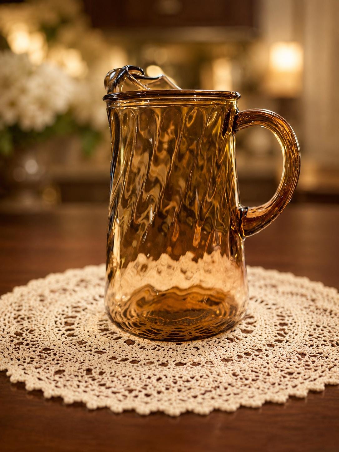 Vintage Glass Tea Pitcher - Etsy