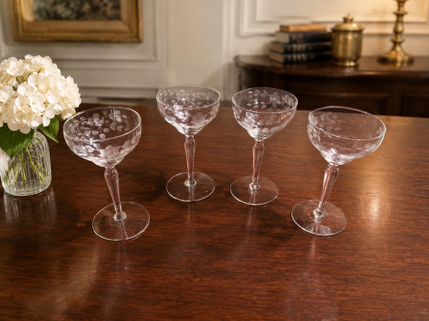 Vintage Amber Floral Glasses - Etsy