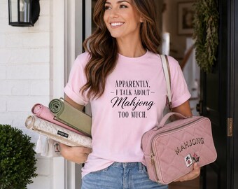 Funny Mahjong Shirt, Mahjong Lover Tee, Mahjong Shirt for Women, Apparently I Talk About Mahjong Too Much, Game Night Apparel
