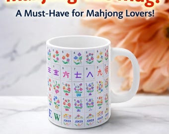 Mahjong Tile Mug – Floral Mahjong Coffee Cup – Game Night Accessory