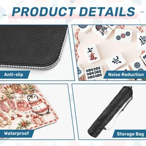Christmas Critters Mahjong Mat, Woodland Animals Holiday Mahjong Table Cover, Winter Friends Game Mat imagen 8