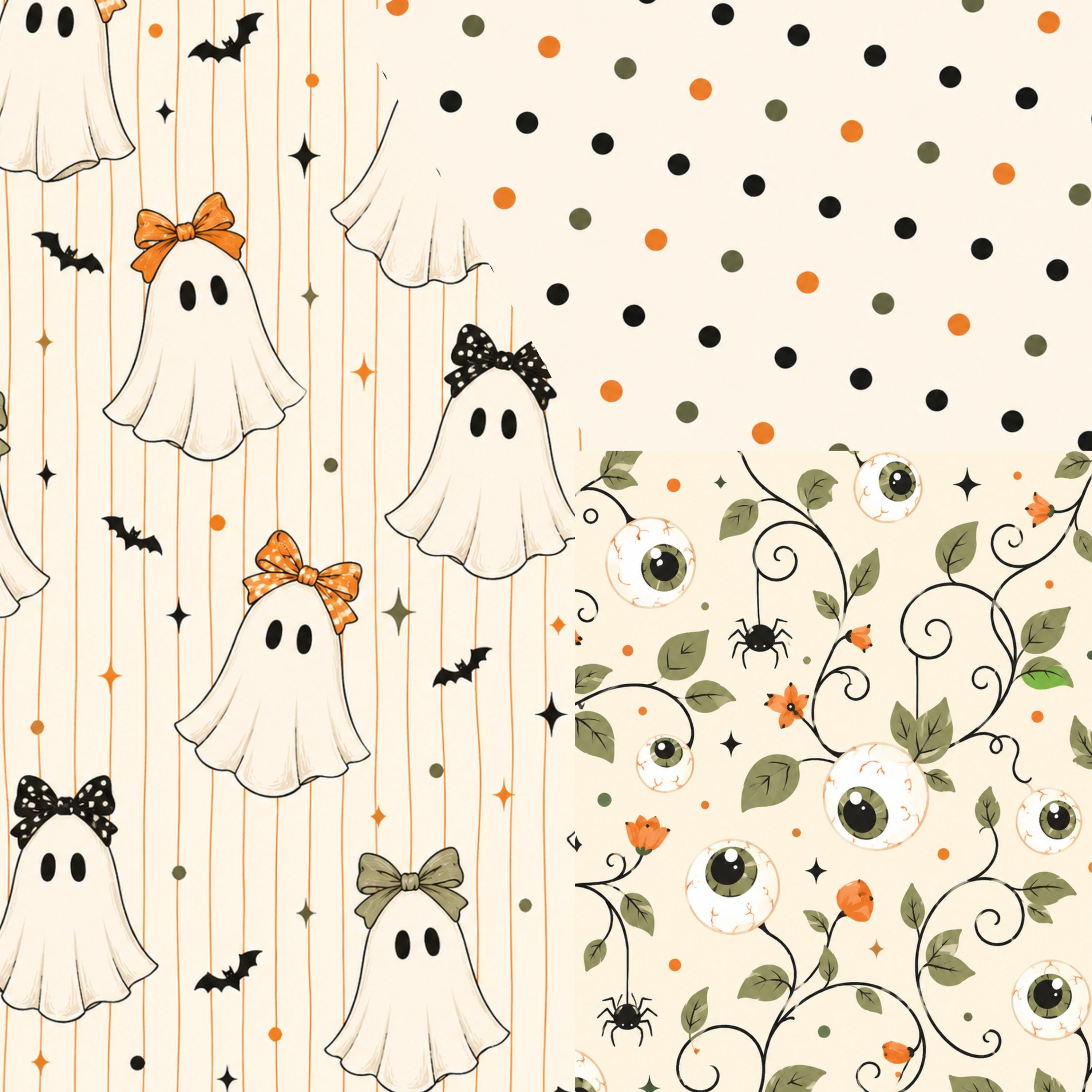 Coquette Halloween Digital Paper Bundle, Spooky Bows & Ghosts Scrapbook ...