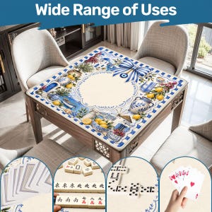 Santorini Dreams Mahjong Mat, Greece Mahjong Mat, Mediterranean Mahjong Gift, Blue White Coastal Mahjong Table Cover, Greek Island Decor afbeelding 5