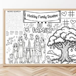 Family Reunion Coloring Page | Family Celebration Table Activity & Keepsake | Relative Event Group Coloring Fun Favor for Kids