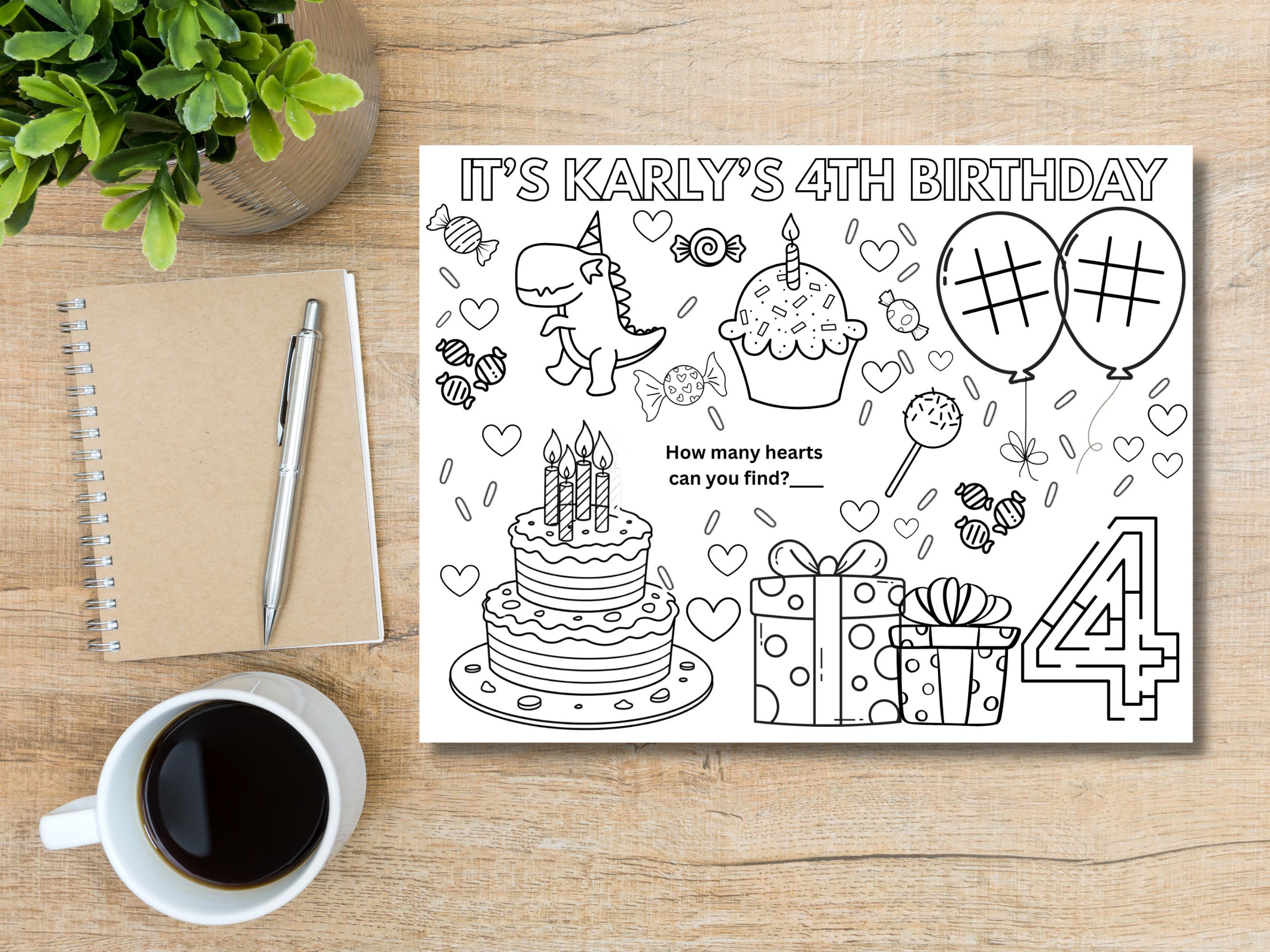 Coloring Page Birthday Party- Personalized Candy Land Birthday Placemat ...