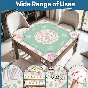 Mahjong Mat with Carry Bag, Large Portable Mahjong Table Cover for Game Night