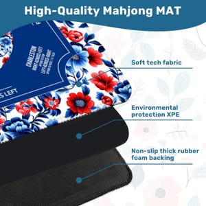Blue & Red Mahjong Bundle Set, 166 Mahjong Tiles, Mahjong Mat and Carry Bag, Floral Mahjong Set, American Mahjong Gift Set image 8
