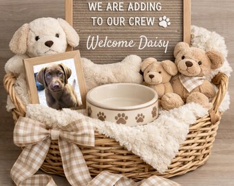 New Puppy Reveal, New Dog Social Media Template, Digital Download Beige, Pink & Blue