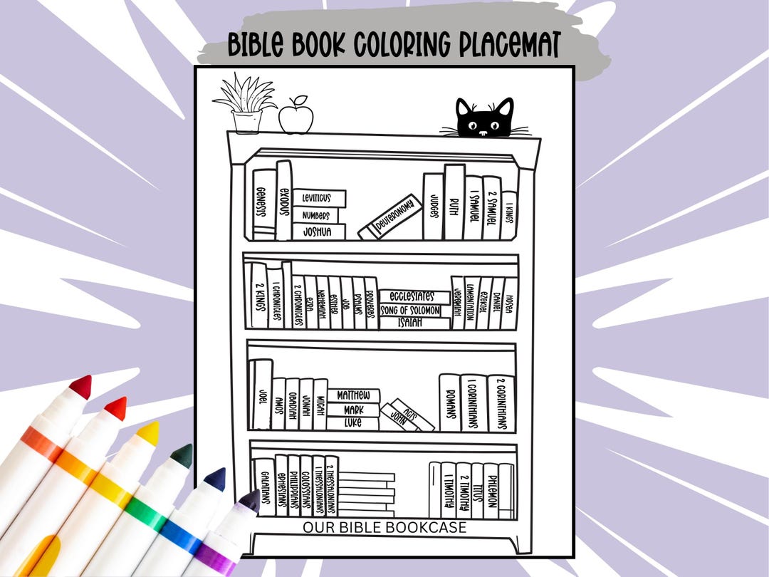 Books of the Bible Bookshelf Coloring Pages Printable Bible Book Fun Kids Table Activity Bible ...