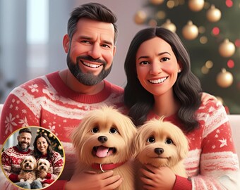 Portrait from Photo | Custom Pet Portrait Wall Art | Pixar Style Portraits | Unique Gift for Pet Lovers & Owners