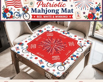Mahjong Mat with Carry Bag, Large Patriotic Portable Mahjong Table Cover for Game Night