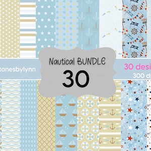 Nautisch digitaal papier voor scrapbooking, mariene patronen, zeilbootmotieven, kustdecor, doe-het-zelfartikelen, afdrukbaar plakboekpapier
