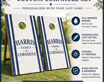 Custom Family Name Cornhole Boards, Personalized Cornhole Set, Wedding Gift, Housewarming Gift, Backyard Game Set