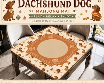 Mahjong Mat with Carry Bag, Dog Lover Mahjong Mat, Wiener Dog Mahjong Table Mat, Cute Sausage Dog Mahjong Game Mat