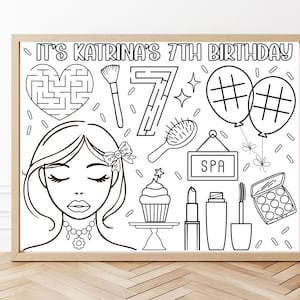 Personalized Makeup Birthday Coloring Page: Glam Party Favor (PDF Download)