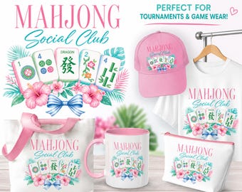 Mahjong Social Club PNG, Mahjong PNG-nedladdning, Mahjong-tröjadesign, Mahjong-turnering PNG, Mahjong Mom-sublimering