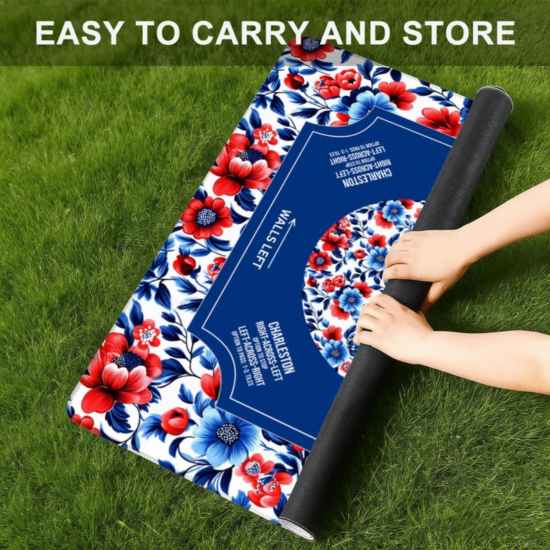 Blue & Red Mahjong Bundle Set, 166 Mahjong Tiles, Mahjong Mat and Carry Bag, Floral Mahjong Set, American Mahjong Gift Set image 12