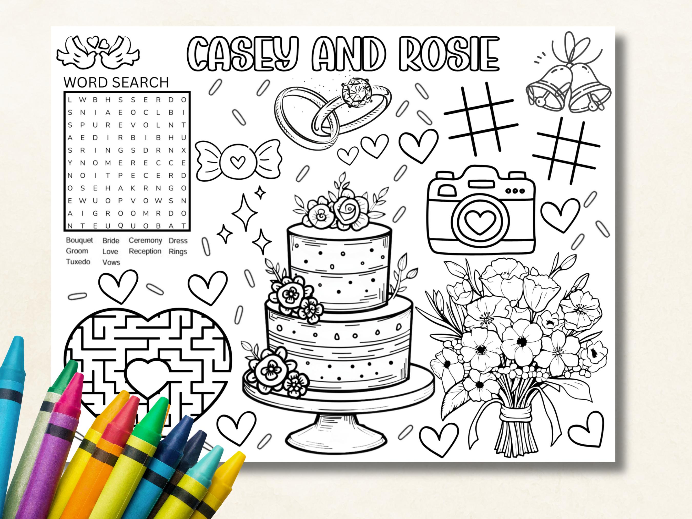 Coloring Page | Wedding Reception Coloring Placemat & Keepsake Activity ...
