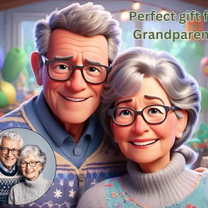 Cartoon Portrait from photo Christmas Pixar Character cartoon drawing Custom Cartoon Portrait Cartoon Me Pixar Style Custom Anime portrait image 7