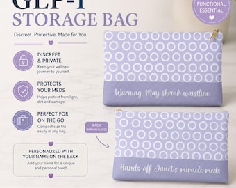 Personalized GLP-1 Storage Bag, Weight Loss Medication Pouch, Custom Name Wellness Bag, Travel Organizer, Funny GLP1 Gift