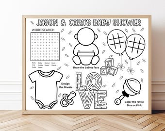 Baby Shower Activities, Baby Shower Printables, Kids Coloring Placemat Activity, Printable Color Page,  Fun Party Favor for Kids Mat