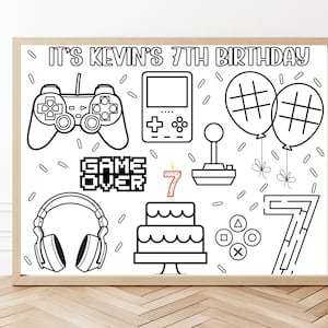 Video Gaming Birthday Party Coloring Page & Placemat | Instant Download Kids Activity, Console Theme Decor