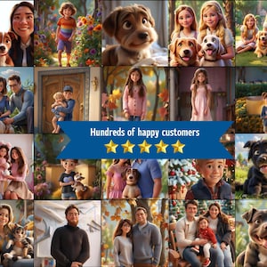 Cartoon Portrait from photo Christmas Pixar Character cartoon drawing Custom Cartoon Portrait Cartoon Me Pixar Style Custom Anime portrait image 3