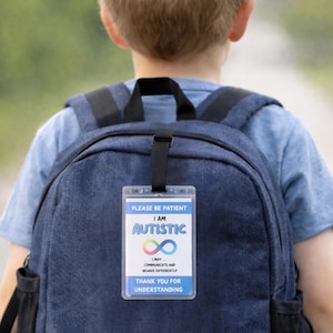 Personalized Autism Medical Alert ID Card, Autism awareness Emergency Contact, Waterproof Safety Card for Strollers, Backpacks & Daily Use