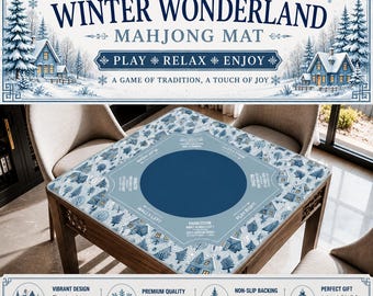Mahjong Mat with Carry Bag, Winter Design Large Portable Mahjong Cover for Game Night