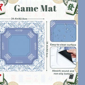 Puede incluir: Un tapete de juego azul y blanco, de 62,0 cm cuadrados, con las palabras "Game Mat" en la parte superior. El tapete presenta un &aacute;rea de juego central y texto que indica "Walls Left" y "Play Right". Tiene una superficie f&aacute;cil de limpiar y un fondo antideslizante.
