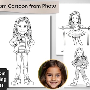 Coloriage personnalisé à partir d'une photo, pages de dessins animés imprimables, photo ou napperon à colorier, activité artistique amusante pour enfants et adultes