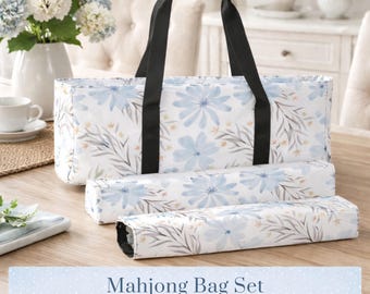 Mahjong Storage Bag Set, Floral Mahjong Tote, Mahjong Tile Organizer, Rack Storage Bag, Mahjong Travel Case, Mahjong Gift