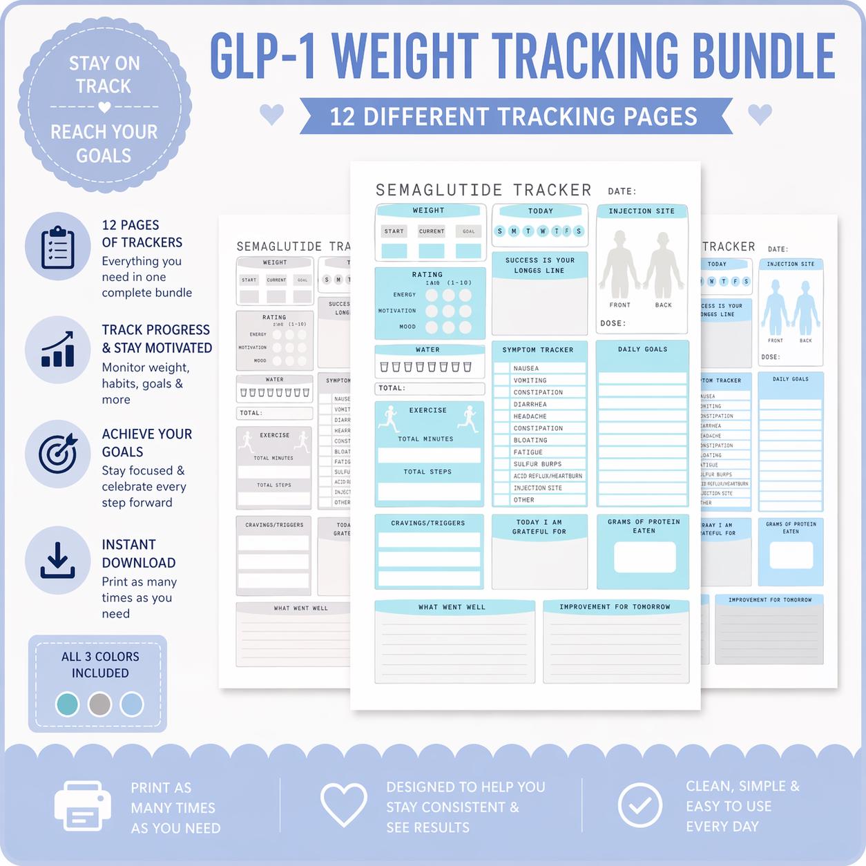 GLP-1 Weight Loss Tracker Printable Bundle (PDF) - Etsy