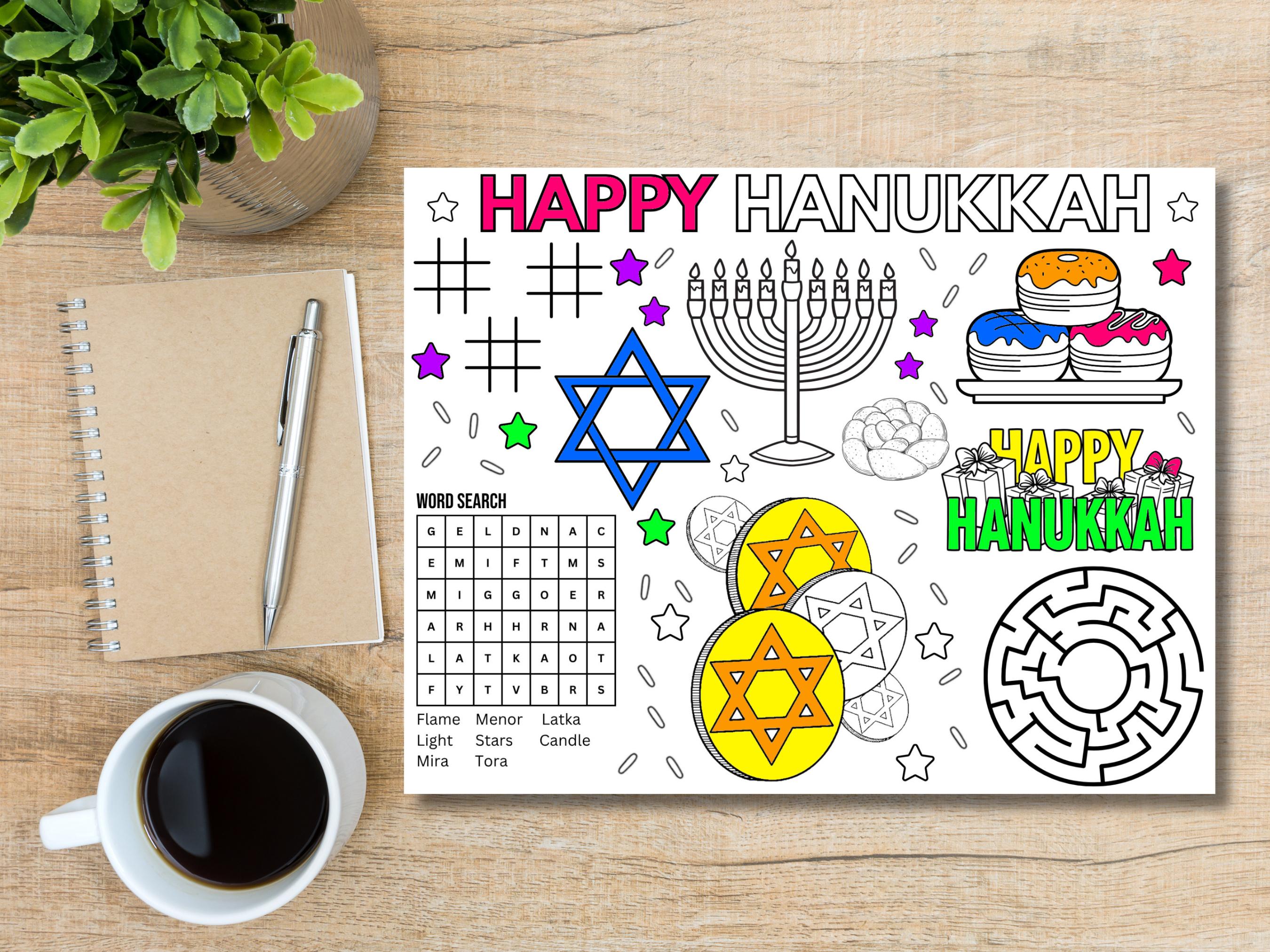 Hanukkah Coloring Page Printable Activity for Kids Festive Holiday ...