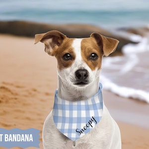 Dog Bandana, Personalized Gingham Pet Scarf with Name, Custom Plaid Dog and Cat Accessory, Puppy Bandana, Stylish Holiday Gift for Pets